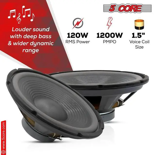 Alt view image 2 of 7 - 5 Core 12 Inch DJ Subwoofer Speaker 1200W Peak 8Ohm Audio Replacement Sub woofer