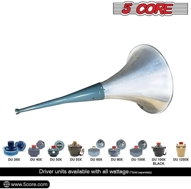 Alt view image 5 of 7 - 5 Core 22 inch Aluminum Indoor Outdoor Trumpet PA Horn Speaker Long Range Waterproof Reflex Horn TH 22