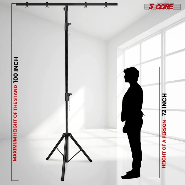 Alt view image 7 of 7 - 5 Core DJ Light Stand Height Adjustable 39 to 100" Heavy Duty Tripod Stage Lights Stands T Bar Hold 4 Lights for Stage Wedding Bar Party Banquet - LS 100