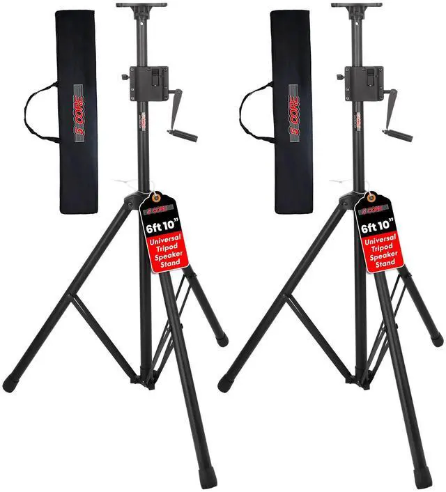 Main image of 5 Core Speaker Stand Pair Crank Up Adjustable PA DJ Tripod Monitor Stands Heavy Duty w 35mm Insert