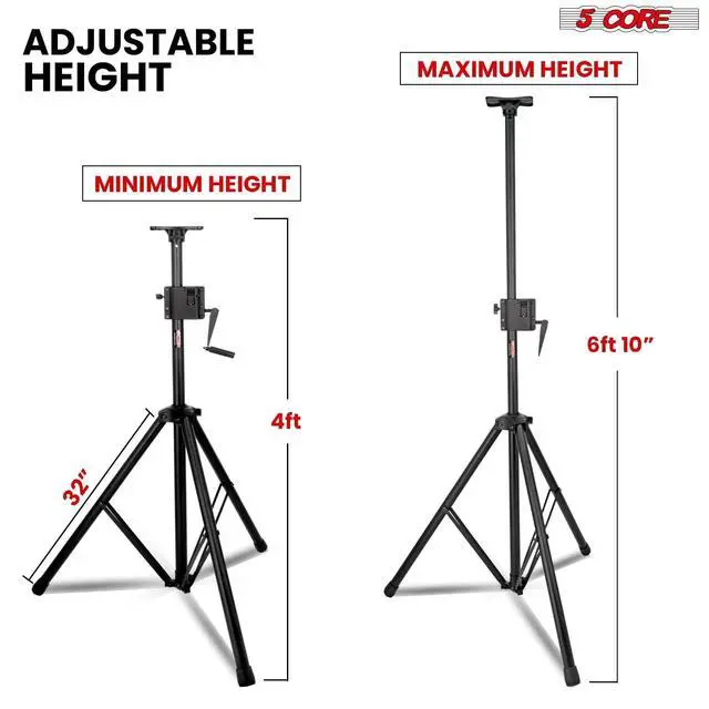 Alt view image 2 of 7 - 5 Core Speaker Stand Pair Crank Up Adjustable PA DJ Tripod Monitor Stands Heavy Duty w 35mm Insert