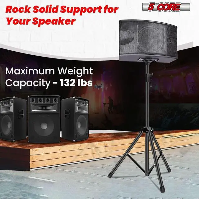 Alt view image 7 of 7 - 5 Core Speaker Stand Tripod Floor Heavy Duty Adjustable Up to 72 Inch DJ Studio Monitor kanto Stands Pole Mount - SS HD 1PK BLK WOB