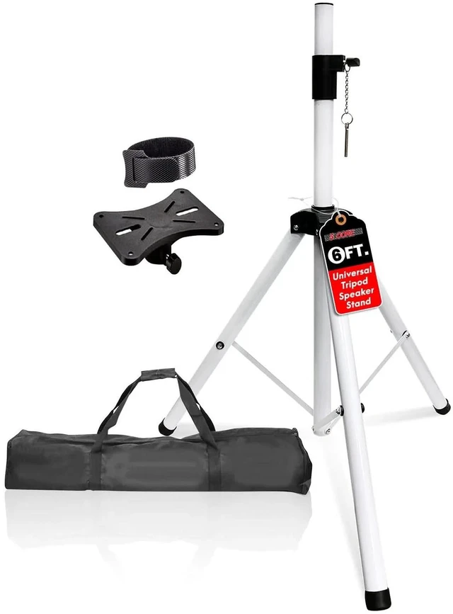 Main image of 5 Core Speaker Stand Tripod Floor Heavy Duty Adjustable Up to 72 Inch DJ Studio Monitor kanto Stands Pole Mount - SS HD 1 PK WH BAG