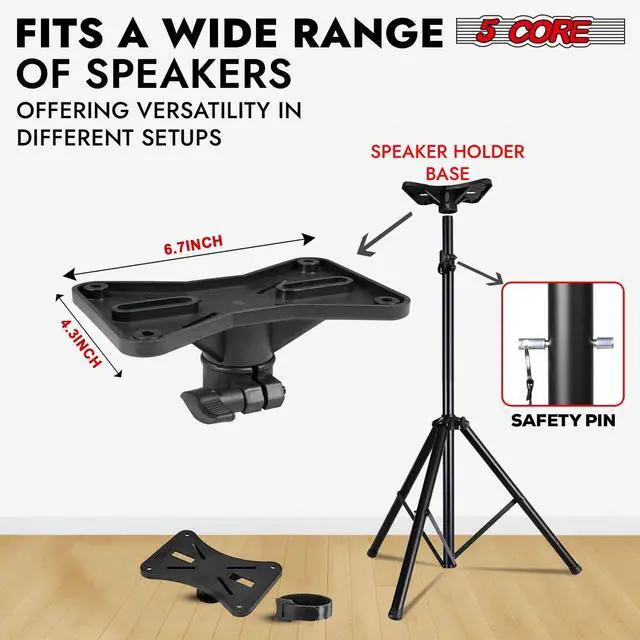 Alt view image 3 of 7 - 5 Core kanto Speaker Stand Tripod Pair Tall Height Adjustable Heavy Duty DJ Light Floor Stands Universal 35mm Pole Mount PA Studio Monitor Large Subwoofer Support - SS HD 2PK BLK BAG