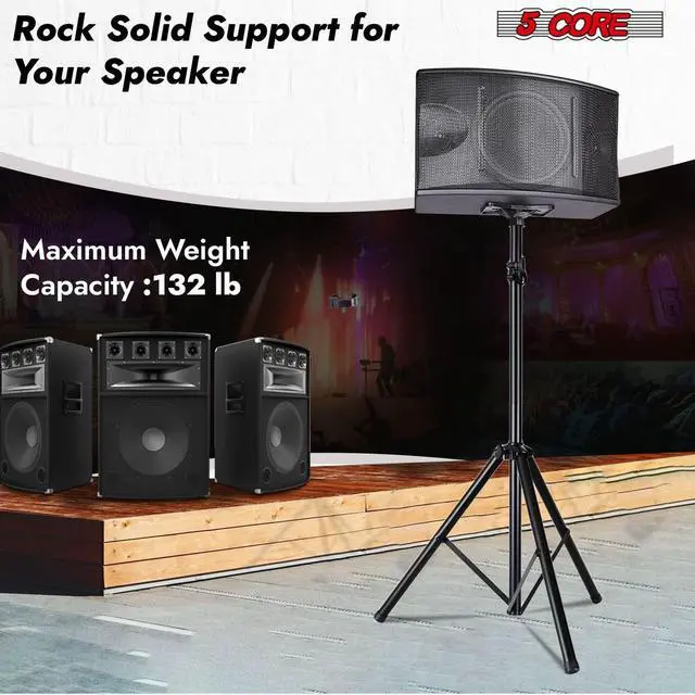 Alt view image 6 of 7 - 5 Core kanto Speaker Stand Tripod Pair Tall Height Adjustable Heavy Duty DJ Light Floor Stands Universal 35mm Pole Mount PA Studio Monitor Large Subwoofer Support - SS HD 2PK BLK BAG