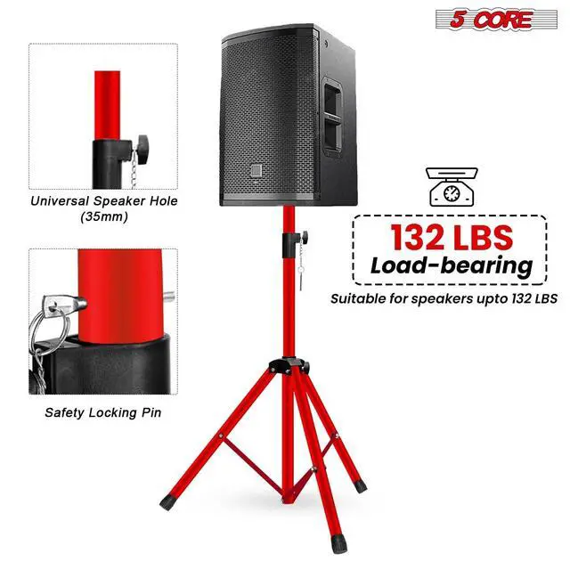 Alt view image 3 of 7 - 5 Core Speaker Stand Tripod Heavy Duty Adjustable 54" Universal Mount for PA DJ Studio