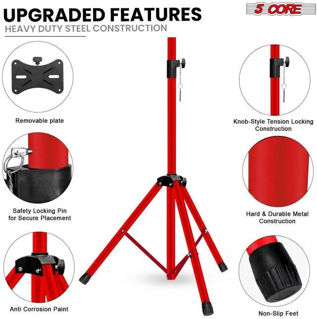 Alt view image 7 of 7 - 5 Core Speaker Stand Tripod Heavy Duty Adjustable 36" Universal Mount for PA DJ Studio