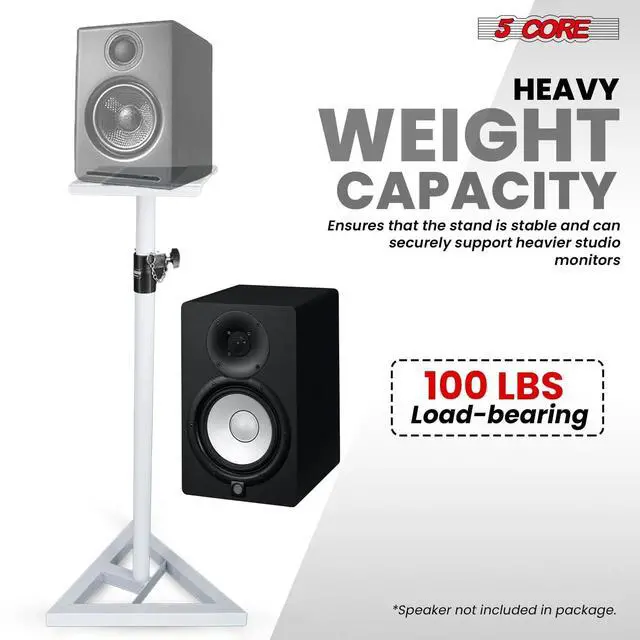 Alt view image 3 of 7 - 5 Core Speaker Stand 2Pc Heavy Duty Adjustable Telescoping Height 59.5" Triangle Base 100Lb Capacity