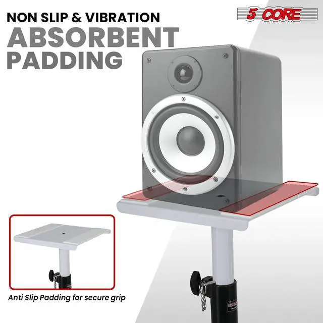 Alt view image 6 of 7 - 5 Core Speaker Stand 2Pc Heavy Duty Adjustable Telescoping Height 59.5" Triangle Base 100Lb Capacity