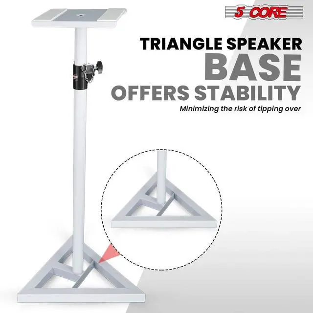Alt view image 7 of 7 - 5 Core Speaker Stand 2Pc Heavy Duty Adjustable Telescoping Height 59.5" Triangle Base 100Lb Capacity