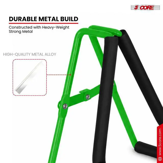 Alt view image 5 of 7 - 5 Core Ukulele Stand A Frame Metal Body w Soft Padded Arms Support Banjo Ukuleles Mini Guitar Violin Green
