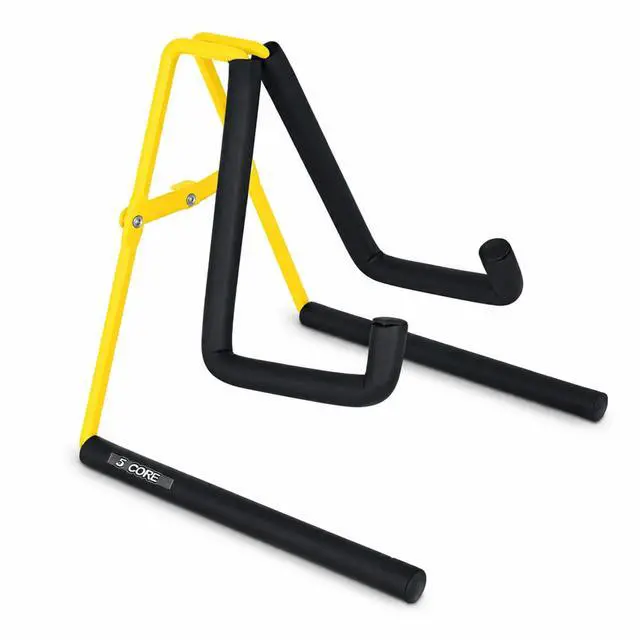 Main image of 5 Core Ukulele Stand A Frame Metal Body w Soft Padded Arms Support Banjo Ukuleles Mini Guitar Violin Yellow