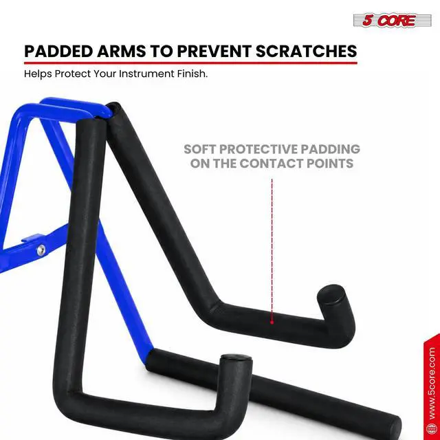 Alt view image 4 of 7 - 5 Core Ukulele Stand A Frame Metal Body w Soft Padded Arms Support Banjo Ukuleles Mini Guitar Violin Blue