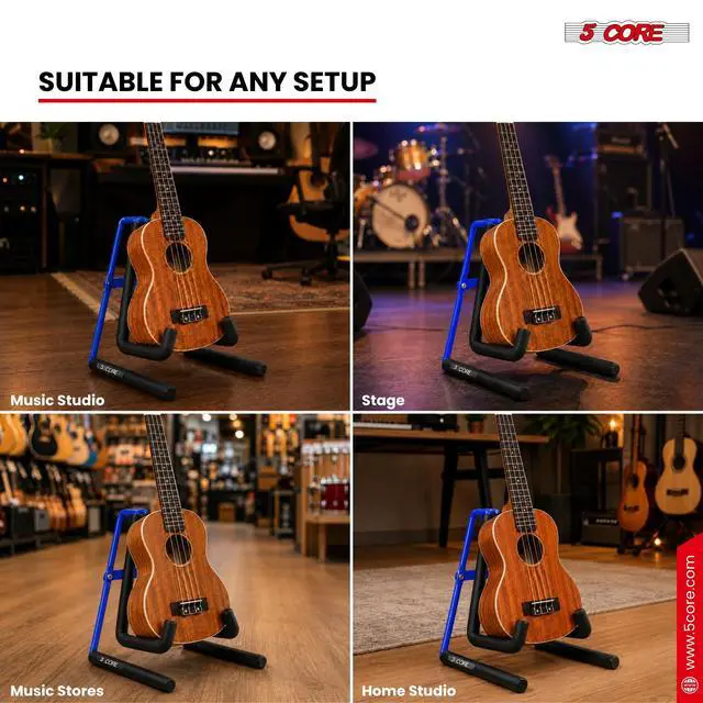 Alt view image 7 of 7 - 5 Core Ukulele Stand A Frame Metal Body w Soft Padded Arms Support Banjo Ukuleles Mini Guitar Violin Blue