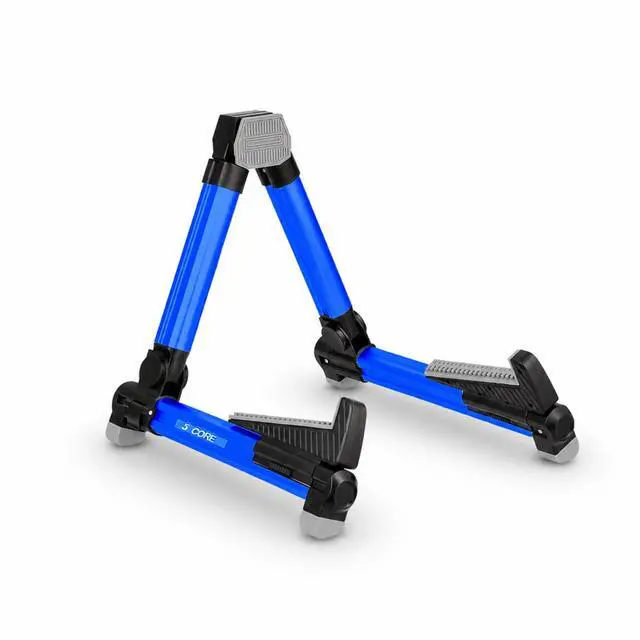 Main image of 5 Core Guitar Stand Adjustable A Frame Shape w Rubber Pad Arms Supports Acoustic Electric Bass Blue