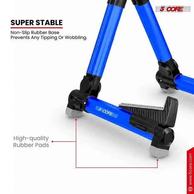 Alt view image 6 of 7 - 5 Core Guitar Stand Adjustable A Frame Shape w Rubber Pad Arms Supports Acoustic Electric Bass Blue
