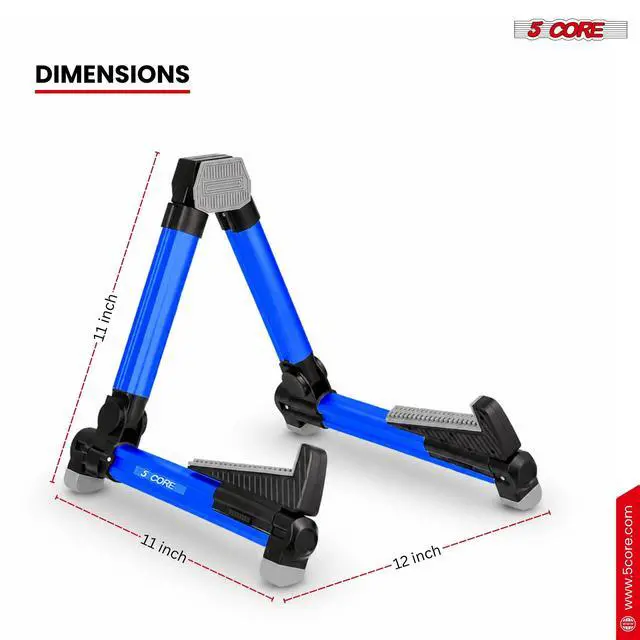 Alt view image 7 of 7 - 5 Core Guitar Stand Adjustable A Frame Shape w Rubber Pad Arms Supports Acoustic Electric Bass Blue