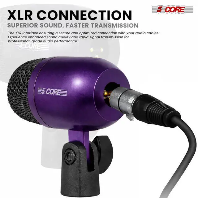 Alt view image 7 of 7 - 5 Core Conga Mic Snare Tom Set Professional XLR Cardioid Unidirectional Instrument Microphone Kit