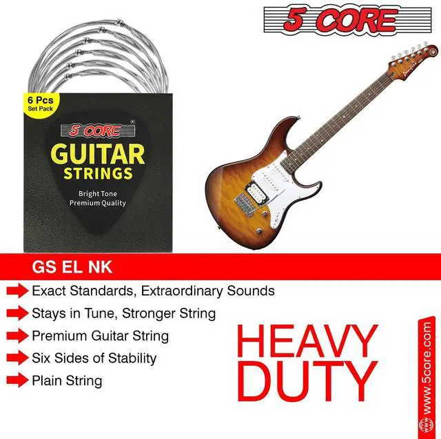 Alt view image 4 of 7 - 5 Core Electric Guitar Strings Brass Phosphor Bronze Extra Light Gauge (.009.042) High Carbon Steel Core Bright & Powerful Tone 6 String Set for All Electric Guitars - GS EL