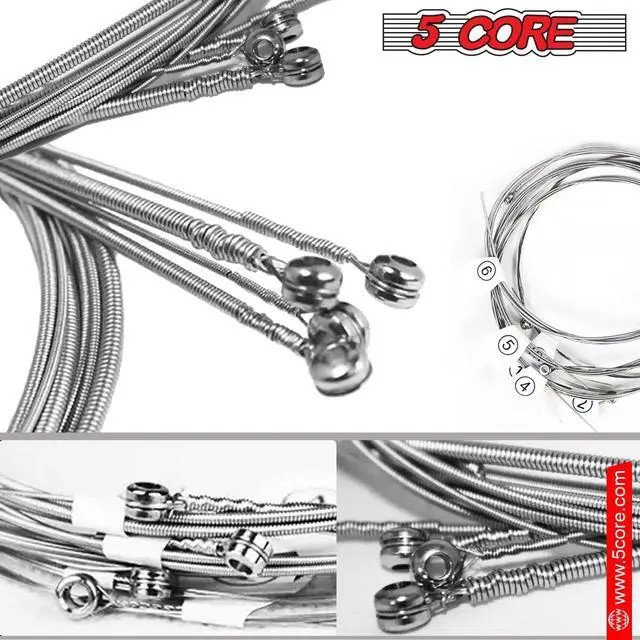 Alt view image 2 of 7 - 5 Core Electric Guitar Strings Brass Phosphor Bronze Extra Light Gauge (.009.042) High Carbon Steel Core Bright & Powerful Tone 6 String Set for All Electric Guitars - GS EL