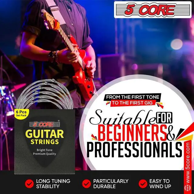 Alt view image 5 of 7 - 5 Core Electric Guitar Strings Brass Phosphor Bronze Extra Light Gauge (.009.042) High Carbon Steel Core Bright & Powerful Tone 6 String Set for All Electric Guitars - GS EL
