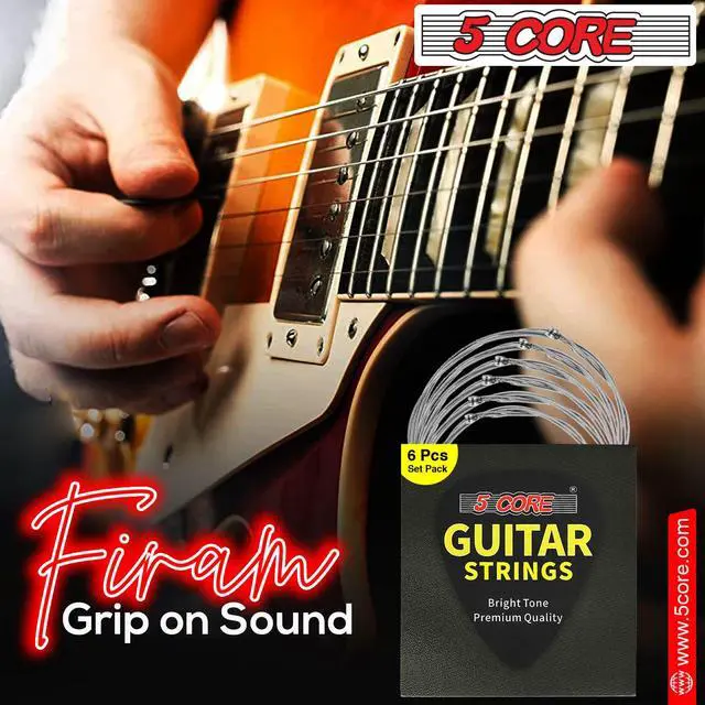 Alt view image 7 of 7 - 5 Core Electric Guitar Strings Brass Phosphor Bronze Extra Light Gauge (.009.042) High Carbon Steel Core Bright & Powerful Tone 6 String Set for All Electric Guitars - GS EL