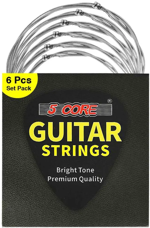 Main image of 5 Core Electric Guitar Strings Brass Phosphor Bronze Extra Light Gauge (.009.042) High Carbon Steel Core Bright & Powerful Tone 6 String Set for All Electric Guitars - GS EL