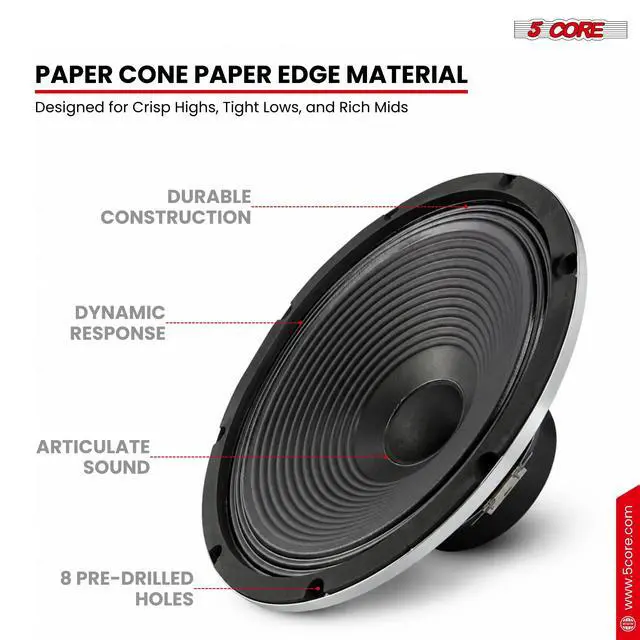 Alt view image 4 of 7 - 5Core 10 Inch Guitar Speaker 60W 16Ohm 25Oz Magnet 1.25" VC Amplifier Cabinet Driver