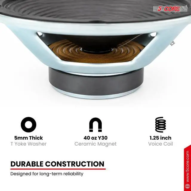Alt view image 6 of 7 - 5Core 10 Inch Guitar Speaker 60W 16Ohm 25Oz Magnet 1.25" VC Amplifier Cabinet Driver