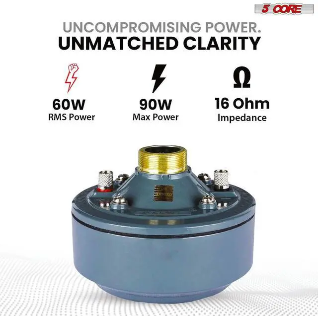 Alt view image 2 of 7 - 5Core PA Horn Speaker Set 2" Compression Driver 600W 16 Ohm Weatherproof Aluminum Body 18 TPI Thread