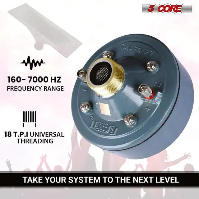 Alt view image 6 of 7 - 5Core PA Horn Speaker Set 2" Compression Driver 600W 16 Ohm Weatherproof Aluminum Body 18 TPI Thread