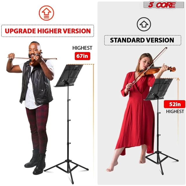 Alt view image 2 of 8 - 5 Core Music Stand For Sheet Music Portable Tripod Adjustable Folding Note Holder