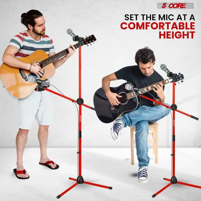 Alt view image 5 of 7 - 5 Core Microphone Stand Floor Pair Universal Adjustable 63" Tripod Mic Stands w Boom Arm
