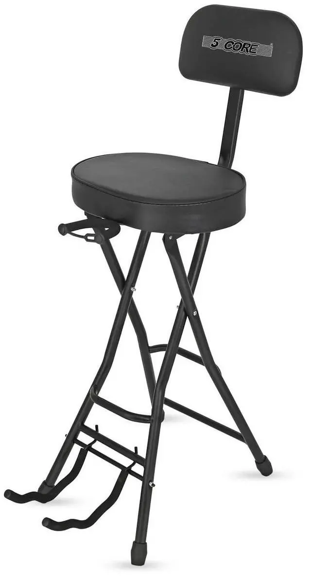 Alt view image 2 of 7 - 5 Core Guitar Stool Adjustable Backrest Piano Chair 3.15" Padded Seat Music Stand