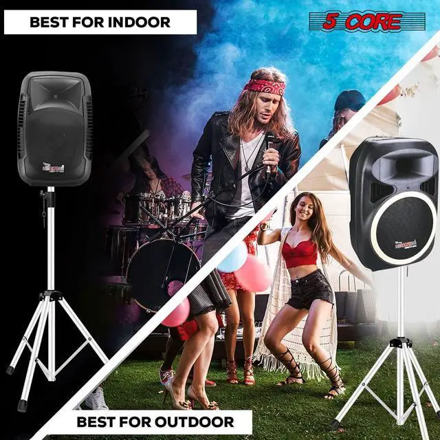 Alt view image 7 of 7 - 5 Core Speaker Stand Height Adjustable Universal PA DJ Tripod Studio Monitor Stands 2Pcs w 35mm Compatible Insert for Home On Stage In Studio Use White - SS ECO 2PK WH WoB