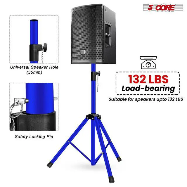 Alt view image 3 of 7 - 5 Core Speaker Stand Pair Height Adjustable 54" Heavy Duty PA DJ Tripod Studio Monitor Stands
