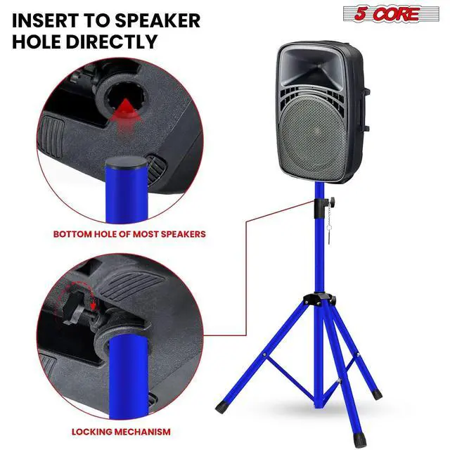 Alt view image 7 of 7 - 5 Core Speaker Stand Pair Height Adjustable 54" Heavy Duty PA DJ Tripod Studio Monitor Stands