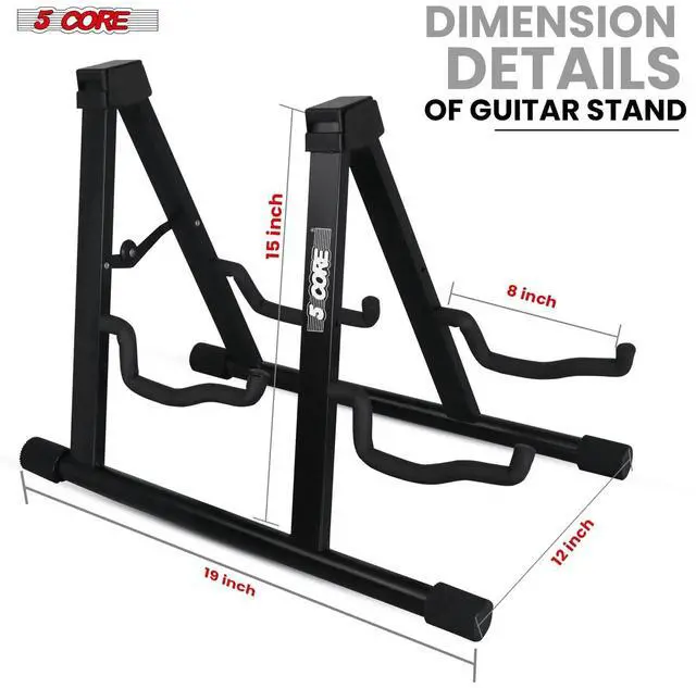 Alt view image 7 of 7 - 5 Core Double Guitar Stand Floor Adjustable Heavy Duty A Frame Universal Folding Acoustic Electric Bass Mandolin Banjo Violin Holder Stands For On Stage Studio GSS 2N1 BLK