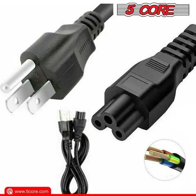 Alt view image 3 of 7 - 5 Core 200 character- 5 Core Standard Extra Long 10ft(3m) 3 Prong Non-Polarized AC Wall Power Cable/ Replacement Cord for Electronics, TV, Computer, Printer, Radio, Monitor, Laptop etc- PL 1002