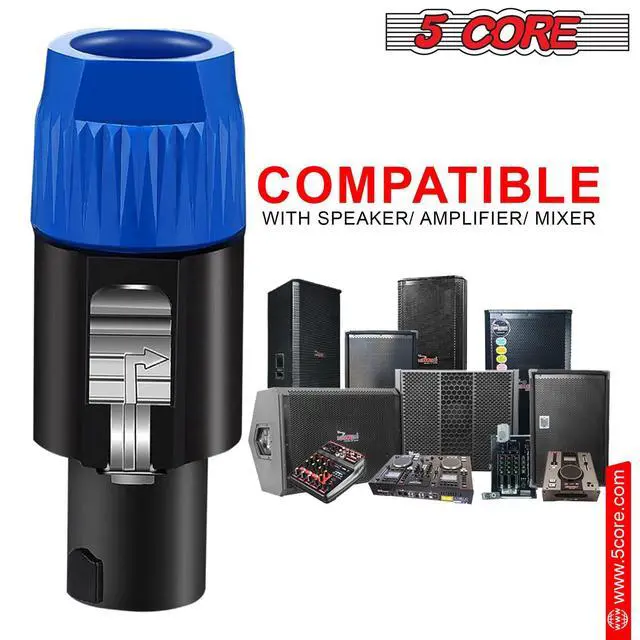 Alt view image 7 of 7 - 5 CORE 4 Pole Speakon Connector 2 Pieces with Twist Lock Audio Jack Male Plug Loud Speaker to Amplifier Plug - 4 Conductor Speak-On Cable Adapter Replacement - SPKN BLU 2PCS