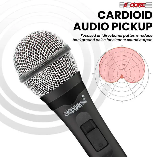 Alt view image 4 of 13 - 5 Core Professional Dynamic Microphone Cardioid Unidirectional Handheld Mic Karaoke Singing Wired Microphones with Detachable XLR Cable Mic Clip - PM 600