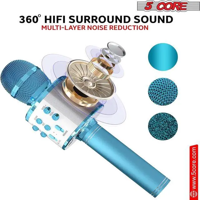 Alt view image 4 of 7 - 5 Core Wireless Karaoke Microphone Bluetooth Mic Portable Handheld Microfonos Inalambricos