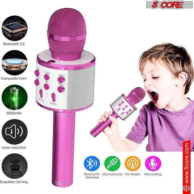 Alt view image 7 of 7 - 5 Core Wireless Karaoke Microphone Bluetooth Mic Portable Handheld Microfonos Inalambricos