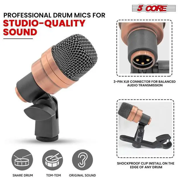 Alt view image 4 of 7 - 5 Core Conga Mic Cardioid Dynamic XLR Microphone For Kick Drum Snare Tom Instruments W Pencil Condenser Microphono - CONGO 3XP Copperex