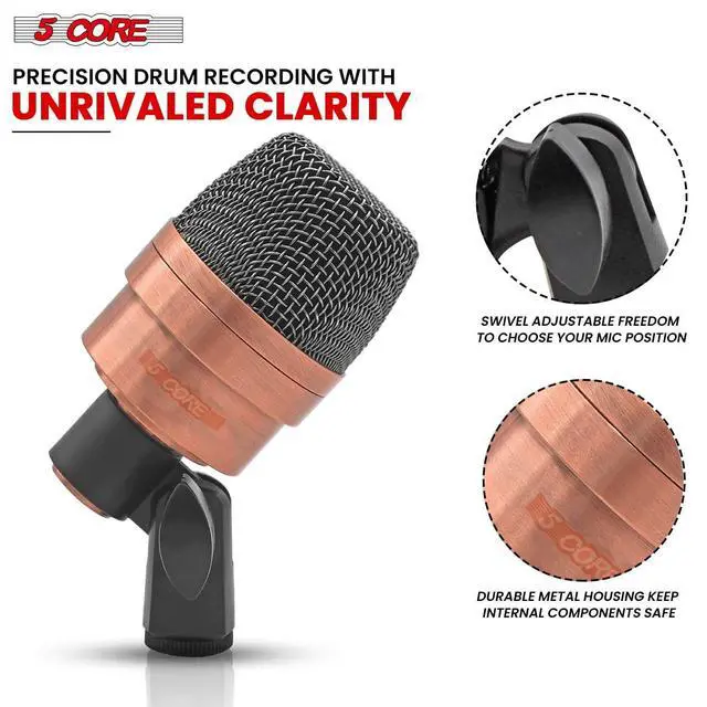 Alt view image 3 of 7 - 5 Core Conga Mic Cardioid Dynamic XLR Microphone For Kick Drum Snare Tom Instruments W Pencil Condenser Microphono - CONGO 3XP Copperex