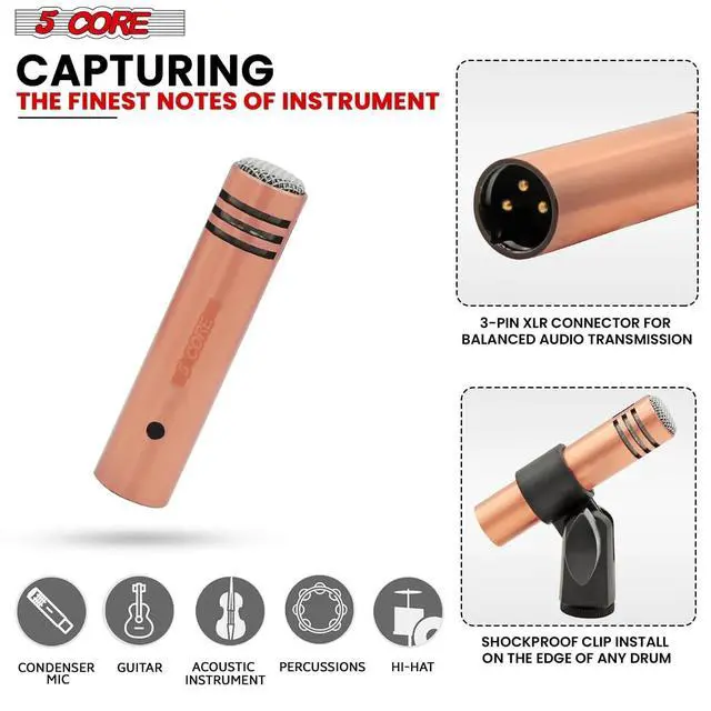 Alt view image 6 of 7 - 5 Core Conga Mic Cardioid Dynamic XLR Microphone For Kick Drum Snare Tom Instruments W Pencil Condenser Microphono - CONGO 3XP Copperex