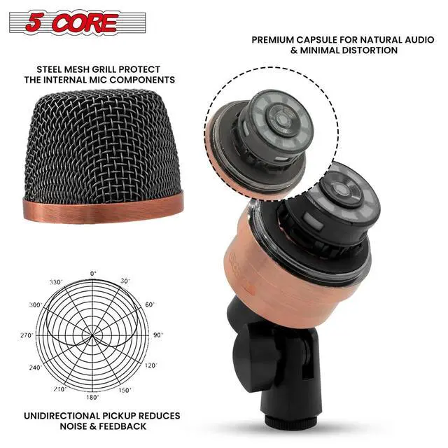 Alt view image 5 of 7 - 5 Core Conga Mic Cardioid Dynamic XLR Microphone For Kick Drum Snare Tom Instruments W Pencil Condenser Microphono - CONGO 3XP Copperex