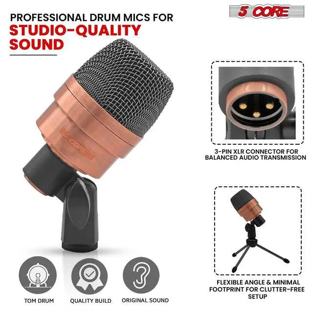 Alt view image 7 of 7 - 5 Core Conga Mic Cardioid Dynamic XLR Microphone For Kick Drum Snare Tom Instruments W Pencil Condenser Microphono - CONGO 3XP Copperex