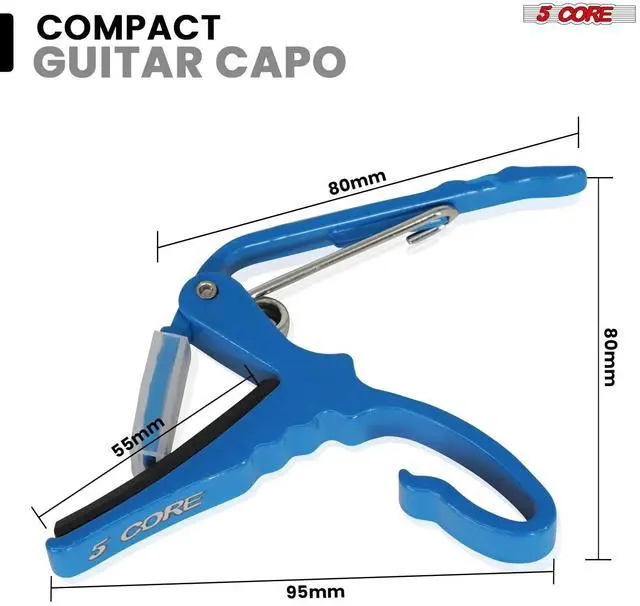 Alt view image 6 of 7 - 5Core Capo Acoustic Electric Guitar String Clip Banjo Mandolin Or Ukulele + 6Pcs Guitar Picks Celluloid Puas Para Guitarra + Carry Bag - CAPO AL BLU