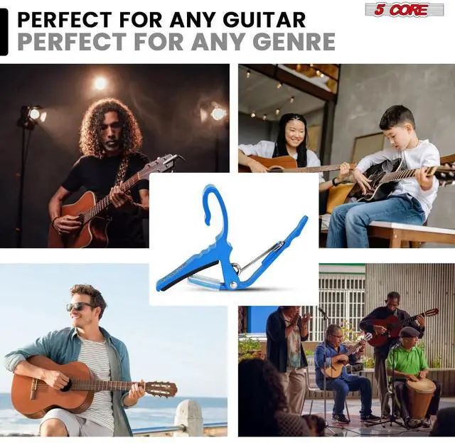 Alt view image 7 of 7 - 5Core Capo Acoustic Electric Guitar String Clip Banjo Mandolin Or Ukulele + 6Pcs Guitar Picks Celluloid Puas Para Guitarra + Carry Bag - CAPO AL BLU